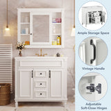 36'' Bathroom Vanity Combo Set with Mirror Cabinet, Modern Bathroom Storage Cabinet with 2 Soft Closing Doors and 2 Drawers