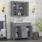 36'' Bathroom Vanity Combo Set with Mirror Cabinet, Modern Bathroom Storage Cabinet with 2 Soft Closing Doors and 2 Drawers