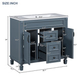 36'' Bathroom Vanity Combo Set with Mirror Cabinet, Modern Bathroom Storage Cabinet with 2 Soft Closing Doors and 2 Drawers