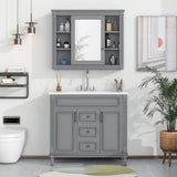 36'' Bathroom Vanity Combo Set with Mirror Cabinet, Modern Bathroom Storage Cabinet with 2 Soft Closing Doors and 2 Drawers