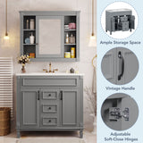 36'' Bathroom Vanity Combo Set with Mirror Cabinet, Modern Bathroom Storage Cabinet with 2 Soft Closing Doors and 2 Drawers