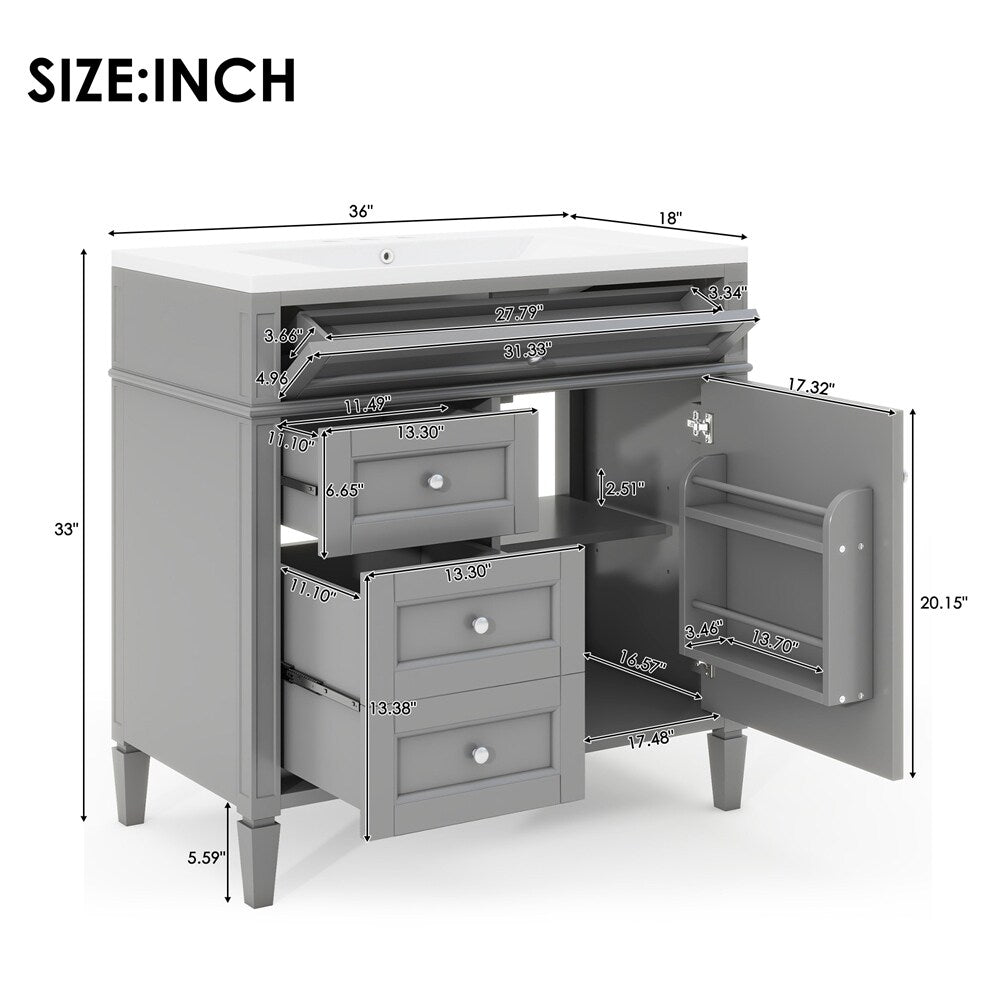 36'' Bathroom Vanity with Medicine Cabinet,Mirror Cabinet,3 PCS