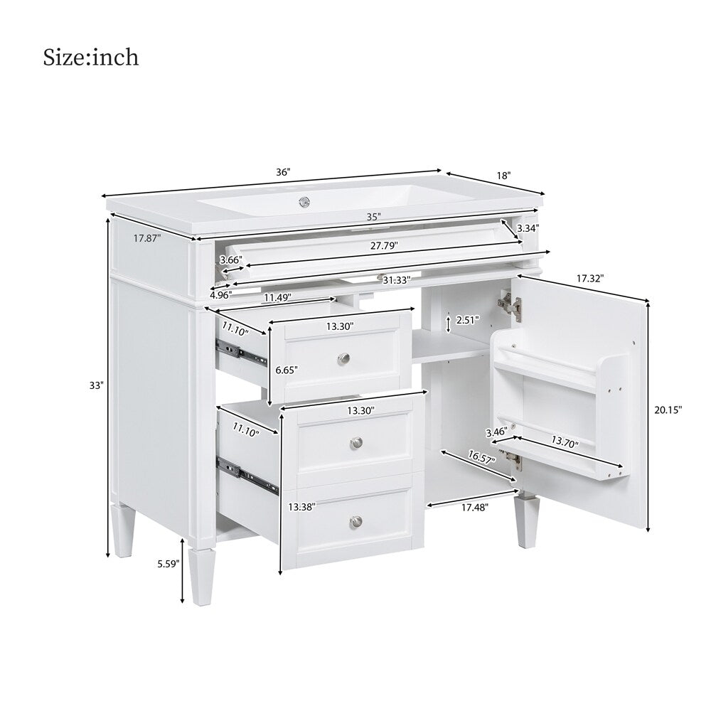 36'' Bathroom Vanity with Medicine Cabinet,Mirror Cabinet,3 PCS