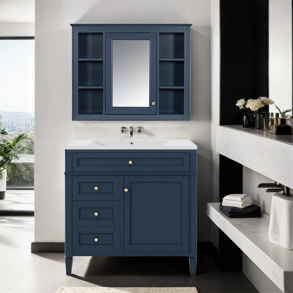 36'' Bathroom Vanity with Medicine Cabinet,Mirror Cabinet,3 PCS
