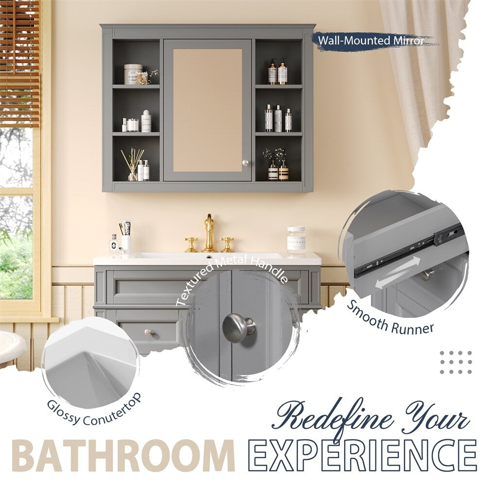 36'' Bathroom Vanity with Medicine Cabinet,Mirror Cabinet,3 PCS