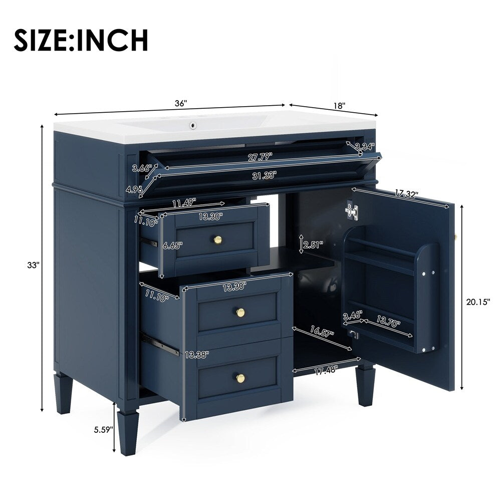 36'' Bathroom Vanity with Medicine Cabinet,Mirror Cabinet,3 PCS