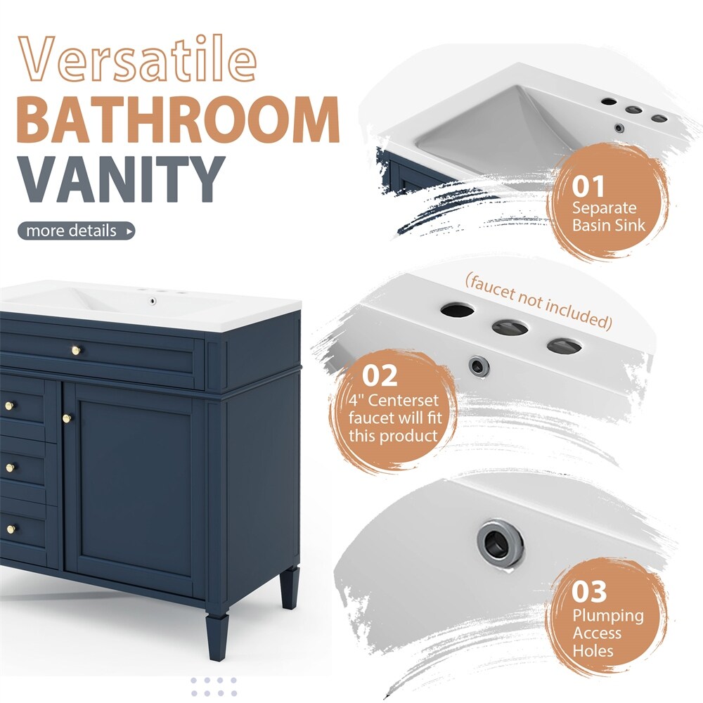 36'' Bathroom Vanity with Medicine Cabinet,Mirror Cabinet,3 PCS