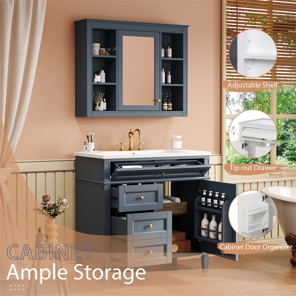 36'' Bathroom Vanity with Medicine Cabinet,Mirror Cabinet,3 PCS