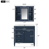 36'' Bathroom Vanity with Medicine Cabinet,Mirror Cabinet,3 PCS