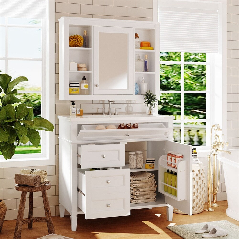 36'' Bathroom Vanity with Medicine Cabinet,Mirror Cabinet,3 PCS