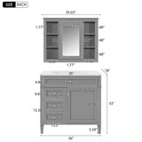 36'' Bathroom Vanity with Medicine Cabinet,Mirror Cabinet,3 PCS