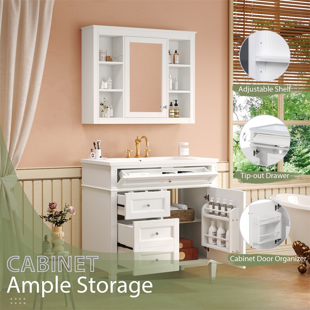 36'' Bathroom Vanity with Medicine Cabinet,Mirror Cabinet,3 PCS