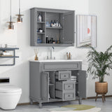 36'' Bathroom Vanity with Top Sink and Mirror Cabinet & 2 Drawers