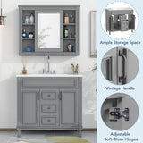 36'' Bathroom Vanity with Top Sink and Mirror Cabinet & 2 Drawers