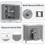 36'' Bathroom Vanity with Top Sink and Mirror Cabinet & 2 Drawers