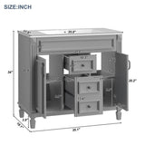 36'' Bathroom Vanity with Top Sink and Mirror Cabinet & 2 Drawers