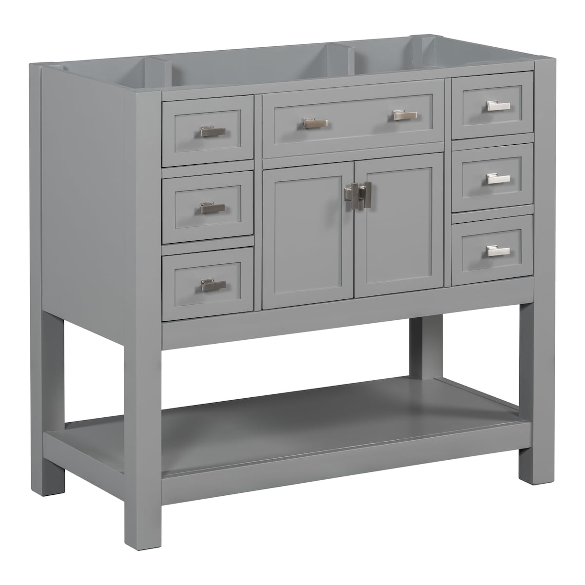 36'' Bathroom Vanity without Sink,with 2 Soft Closing Doors and 6 Drawers