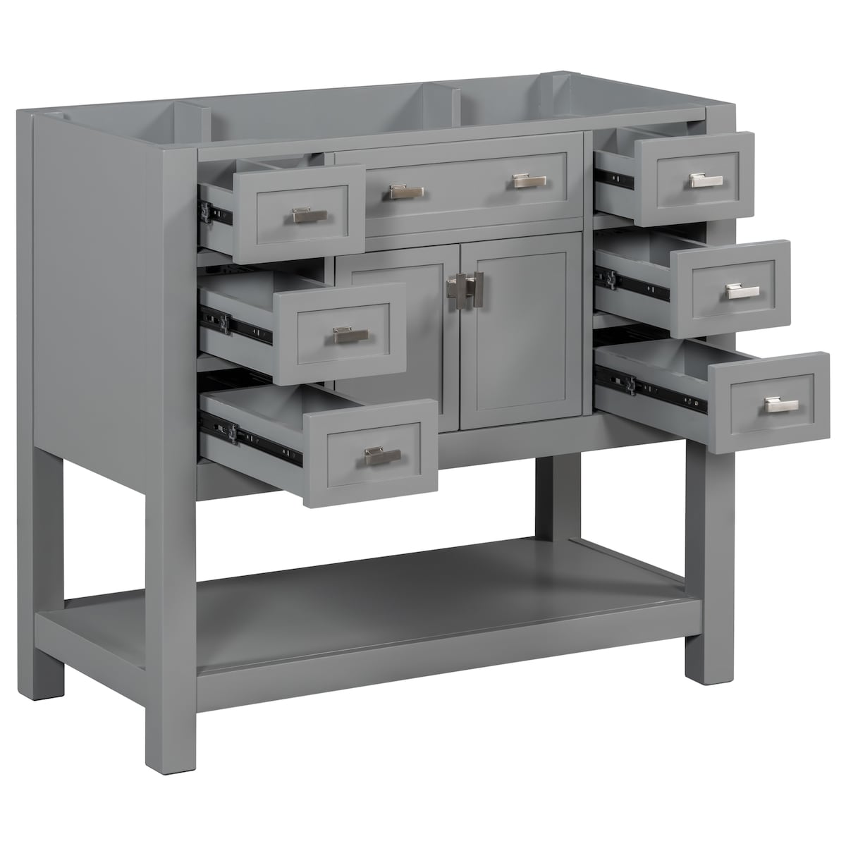 36'' Bathroom Vanity without Sink,with 2 Soft Closing Doors and 6 Drawers