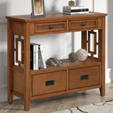 36'' Farmhouse Pine Wood Console Table Entry Sofa Table with 4 Drawers & 1 Storage Shelf