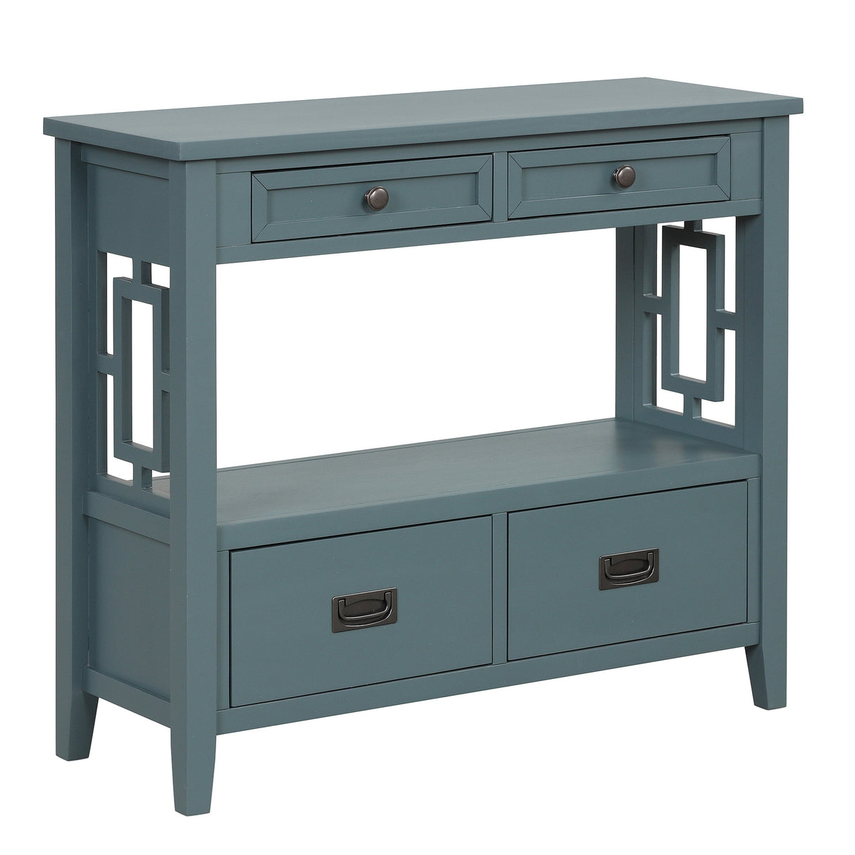 36'' Farmhouse Pine Wood Console Table Entry Sofa Table with 4 Drawers & 1 Storage Shelf