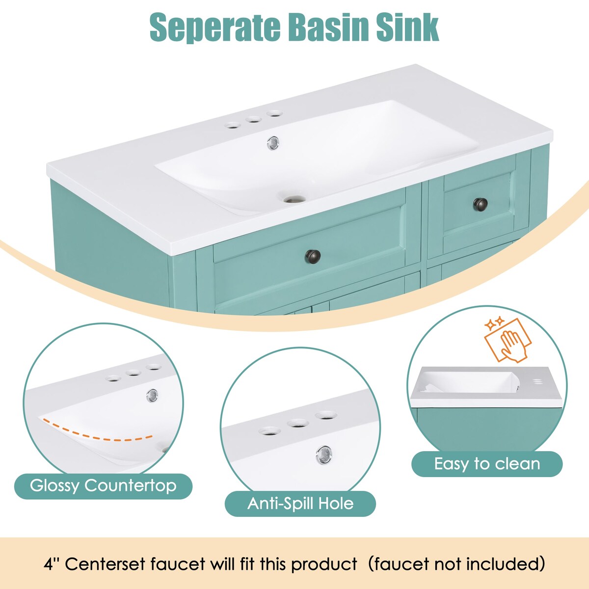 36'' Free Standing Bathroom Vanity with Undermount Sink