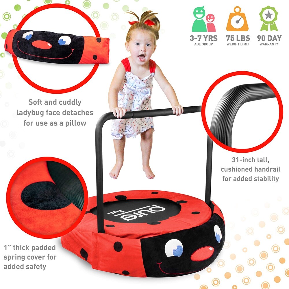 36'' Mini Folding Ages 3 to 7 Toddler Trampoline with Handle, Kids