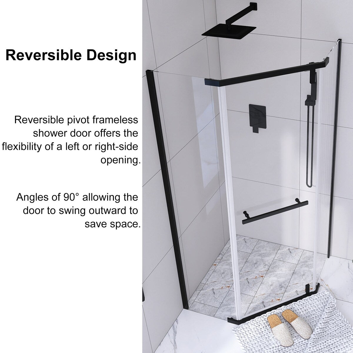36'' x 72'' Neo-angle Pivot Semi-Frameless Corner Shower Enclosure