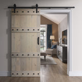 Coast Sequoia 24in./30in./36in. x 84in. Castle Series Pine Wood Sliding Barn Door With Hardware Kit