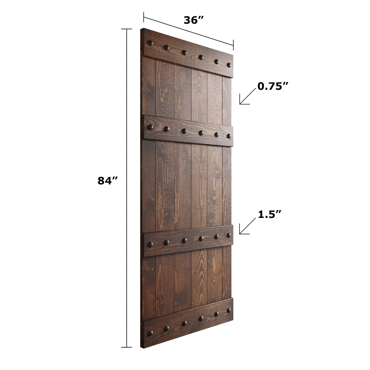 Coast Sequoia 24in./30in./36in. x 84in. Castle Series Pine Wood Sliding Barn Door With Hardware Kit