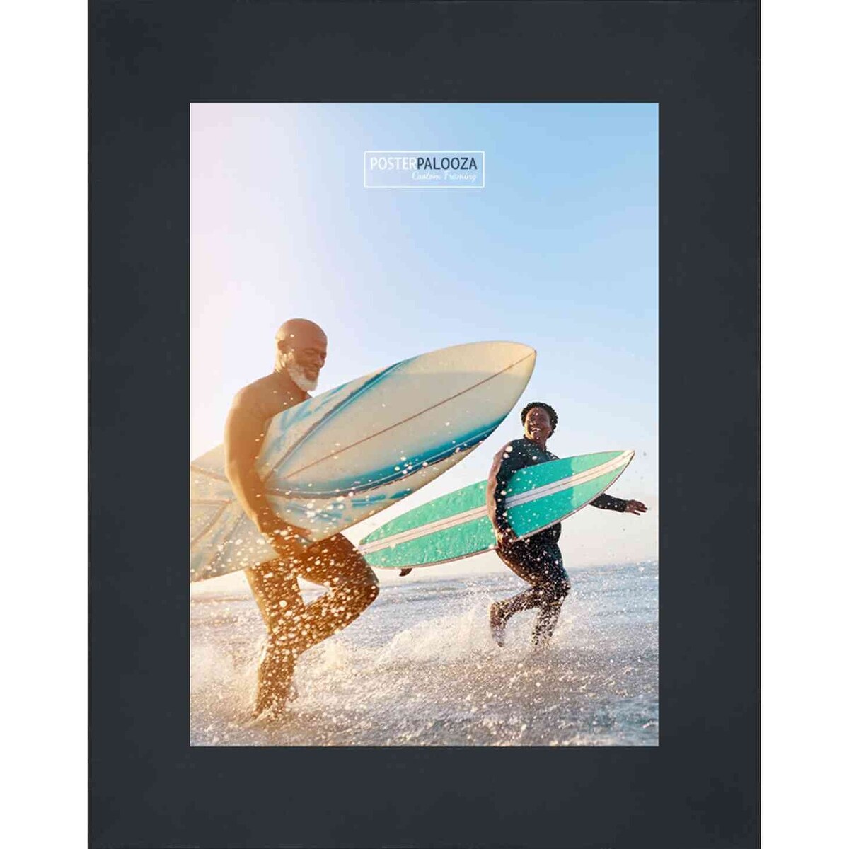 36x16 Contemporary Black Complete Wood Panoramic Frame with UV Acrylic, Foam Board Backing, & Hardware