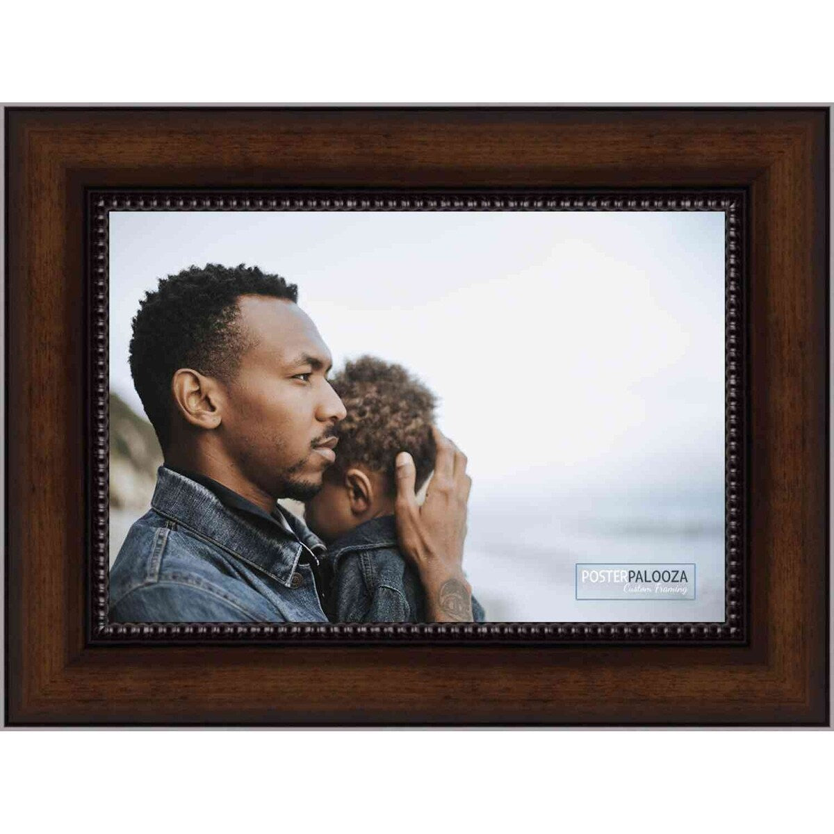 36x16 Traditional Walnut Complete Wood Panoramic Frame with UV Acrylic, Foam Board Backing, & Hardware