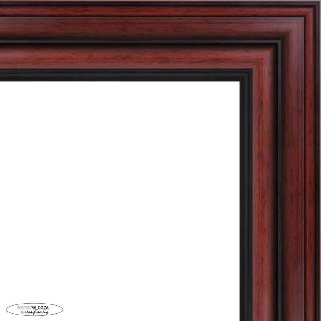 36x20 Traditional Mahogany Complete Wood Picture Frame with UV Acrylic, Foam Board Backing, & Hardware