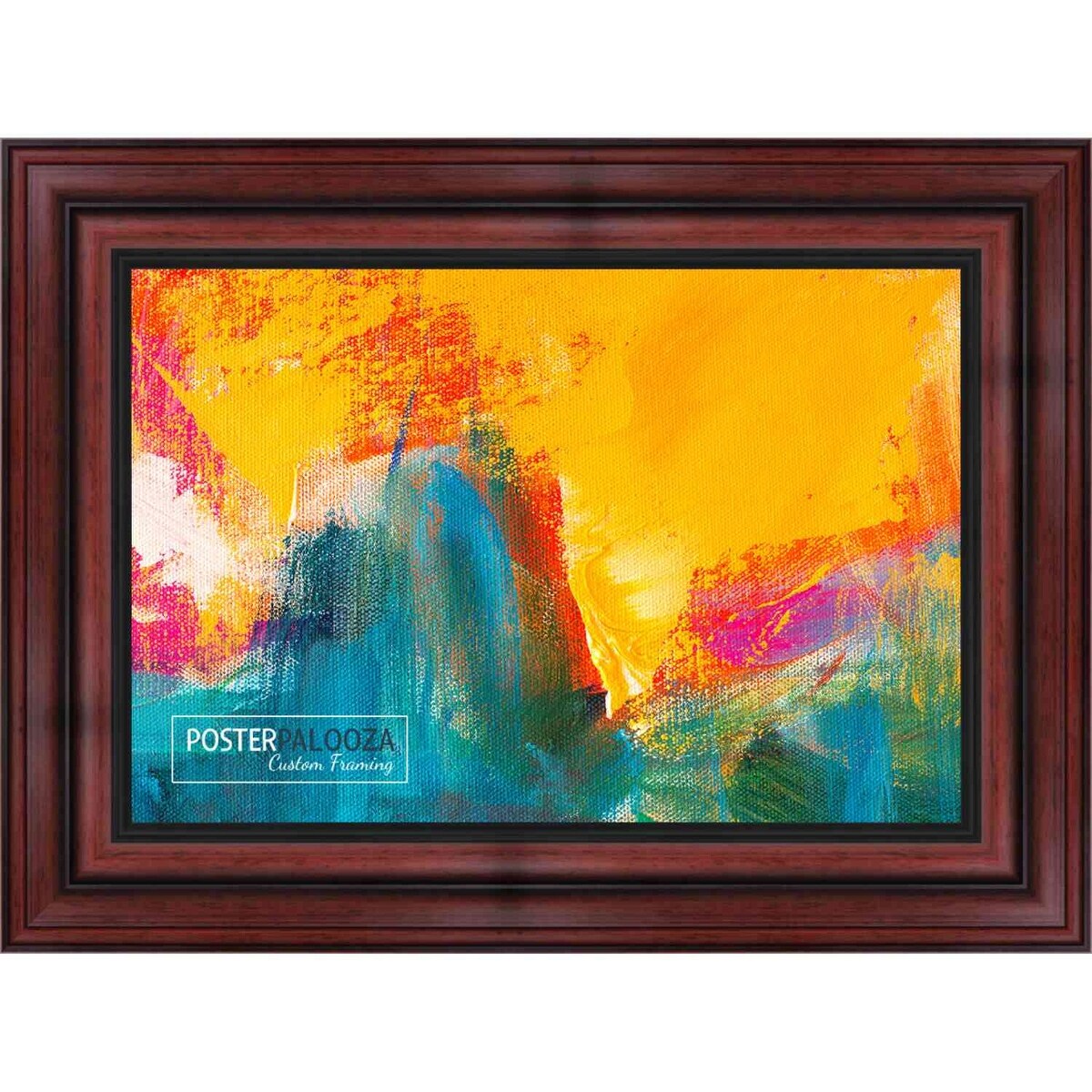 36x20 Traditional Mahogany Complete Wood Picture Frame with UV Acrylic, Foam Board Backing, & Hardware