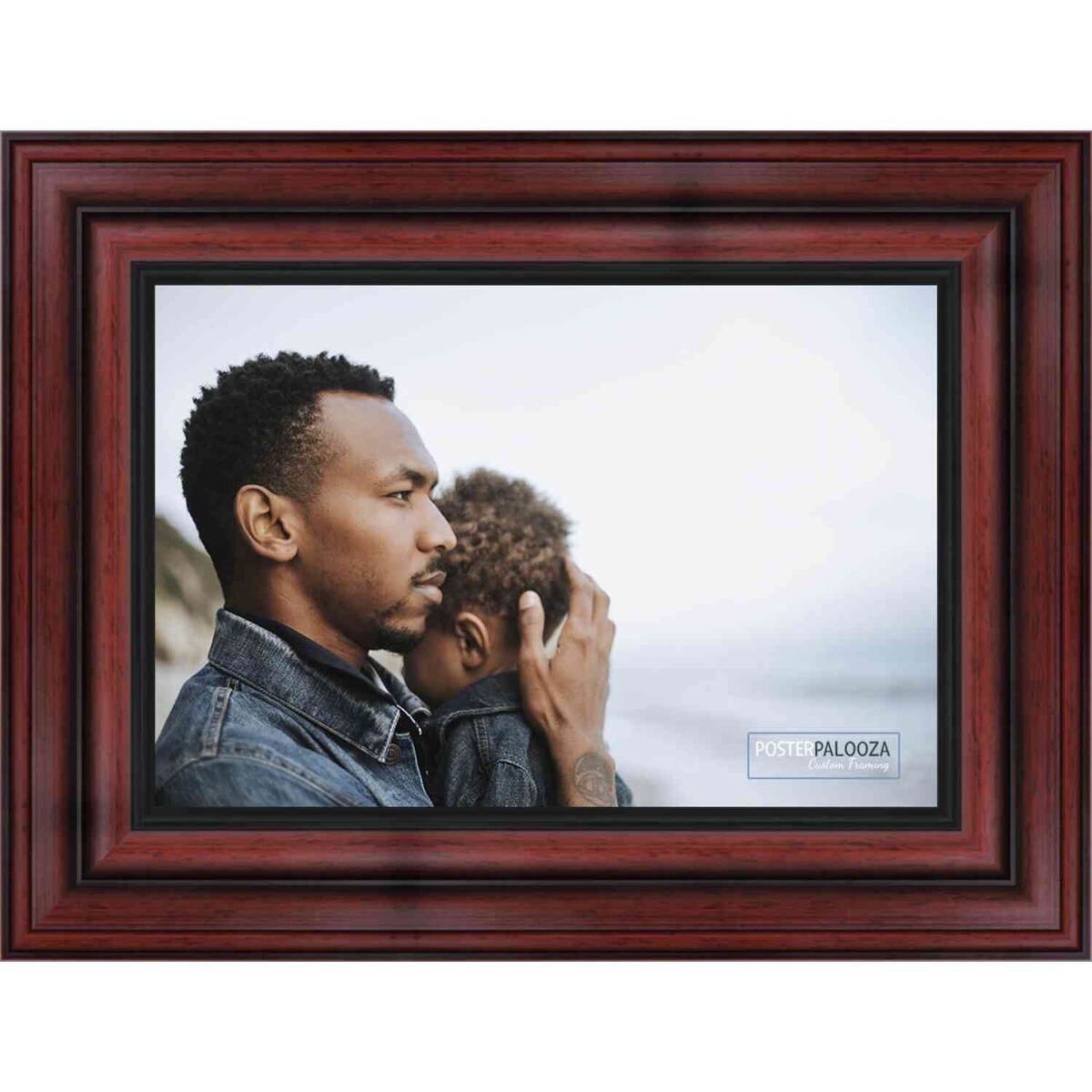 36x20 Traditional Mahogany Complete Wood Picture Frame with UV Acrylic, Foam Board Backing, & Hardware