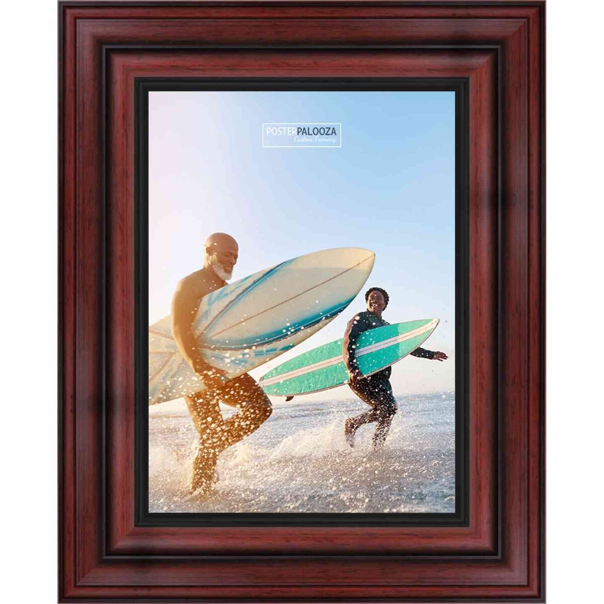36x20 Traditional Mahogany Complete Wood Picture Frame with UV Acrylic, Foam Board Backing, & Hardware