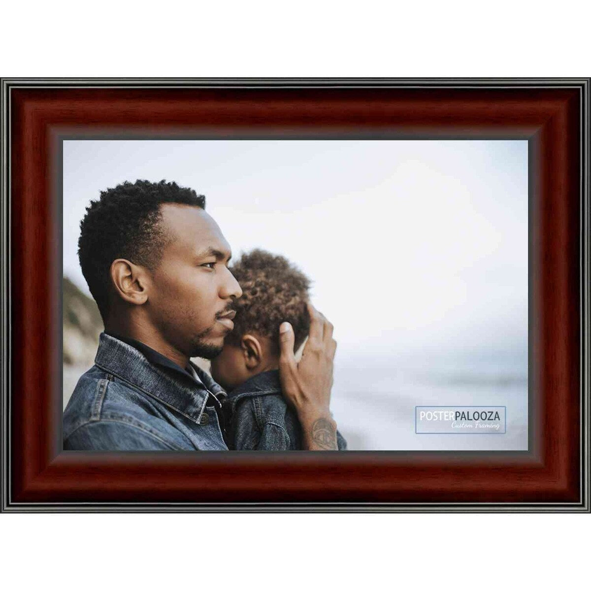 36x25 Traditional Walnut Complete Wood Picture Frame with UV Acrylic, Foam Board Backing, & Hardware