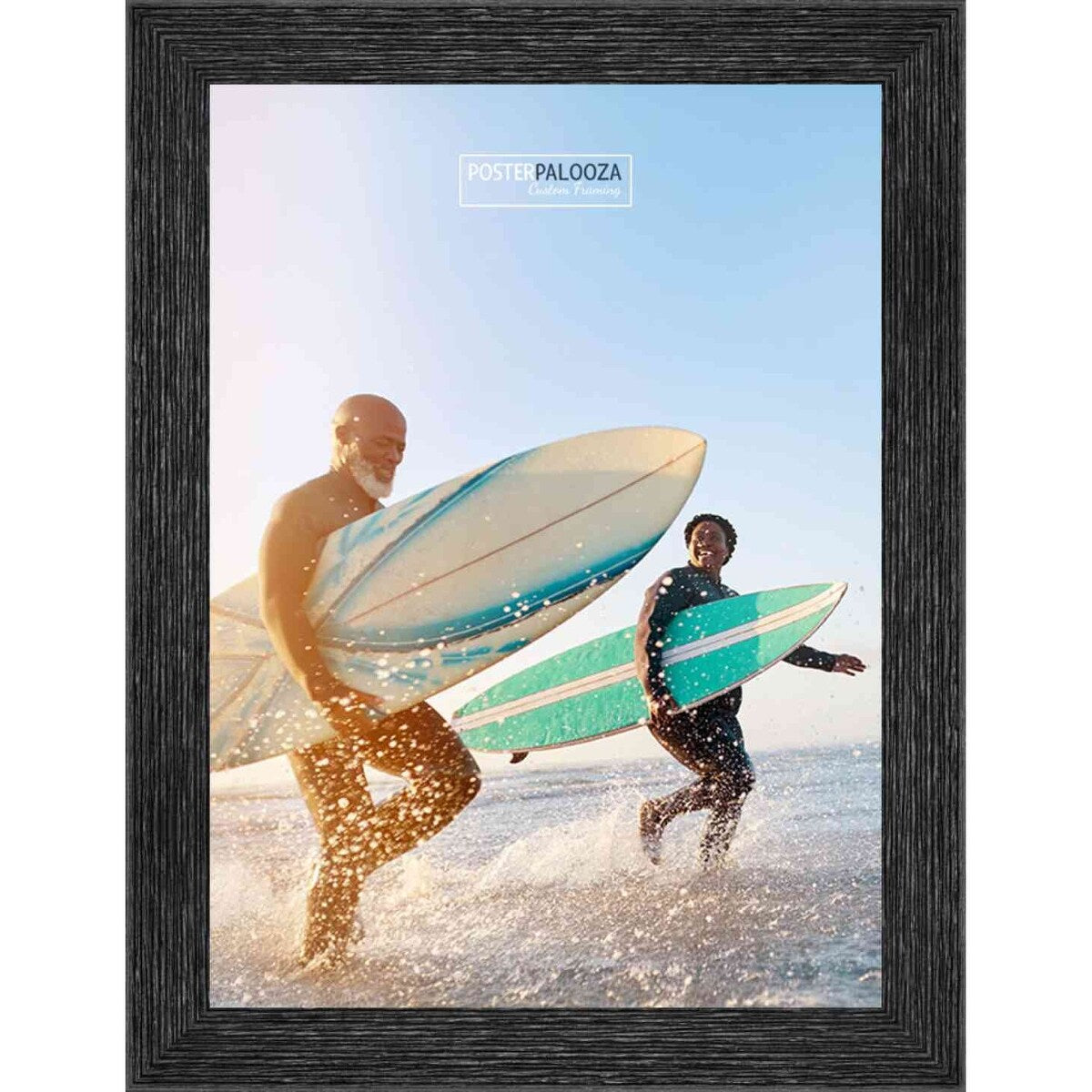 36x26 Distressed/Aged Black Complete Wood Picture Frame with UV Acrylic, Foam Board Backing, & Hardware