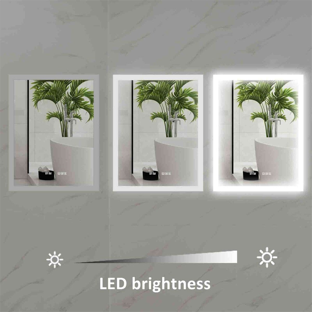 36x28 Inch Wall Mount LED Bathroom Vanity Mirror With 3000K-6000K Dimmable Anti-Fog Lighted Makeup Mirror Smart Memory Mirror