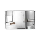 Glossy Brushed Silver Rounded Corner Rectangle Bathroom Mirror
