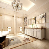 Glossy Brushed Silver Rounded Corner Rectangle Bathroom Mirror