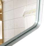 Glossy Brushed Silver Rounded Corner Rectangle Bathroom Mirror