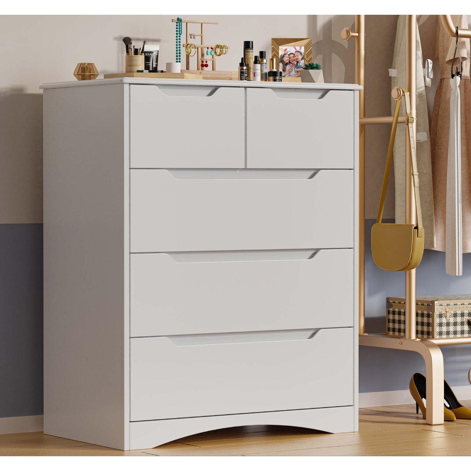 37 Tall Modern 5 Drawer Chest of Drawers Dresser Organizer Vertical Overstock