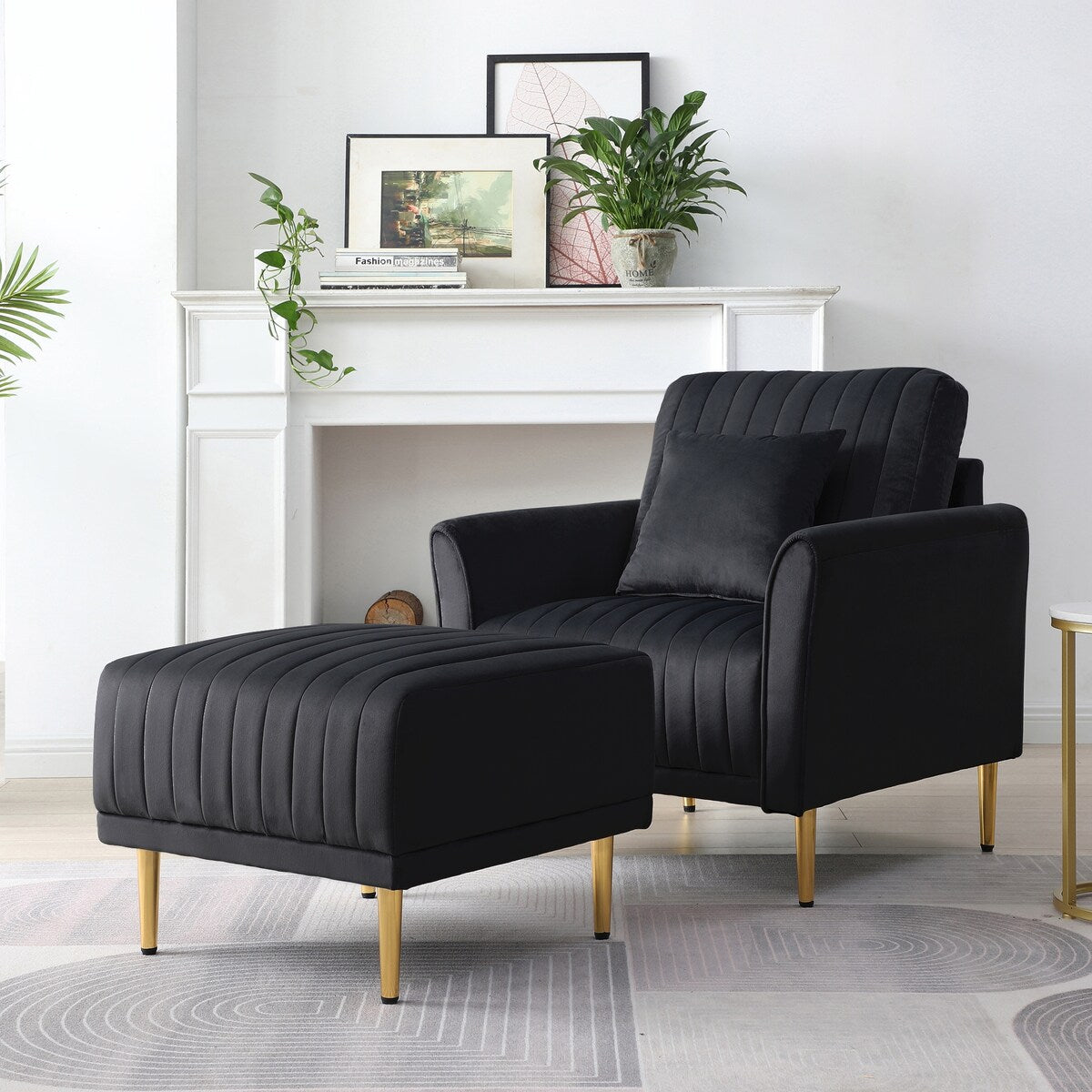 37" Single Sofa with Ottoman Set for Living Room Bedroom