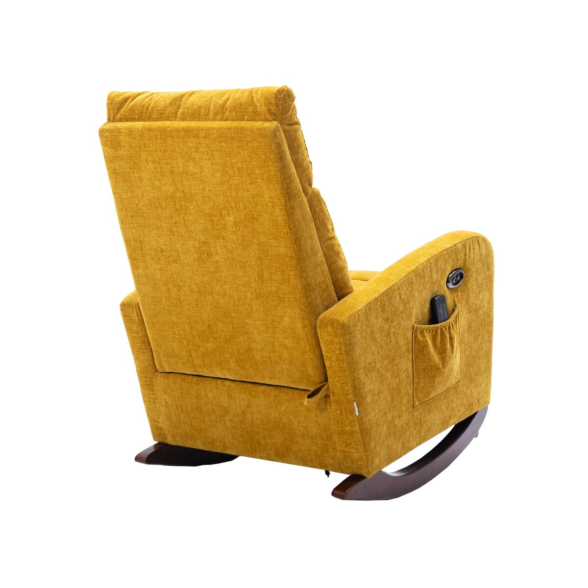 38.19" Polyster Fabric Upholstered Rocking Chair with Massaging Modes, Adjust Back and Soft Cushion for Living Room, Bedroom