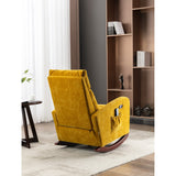 38.19" Polyster Fabric Upholstered Rocking Chair with Massaging Modes, Adjust Back and Soft Cushion for Living Room, Bedroom
