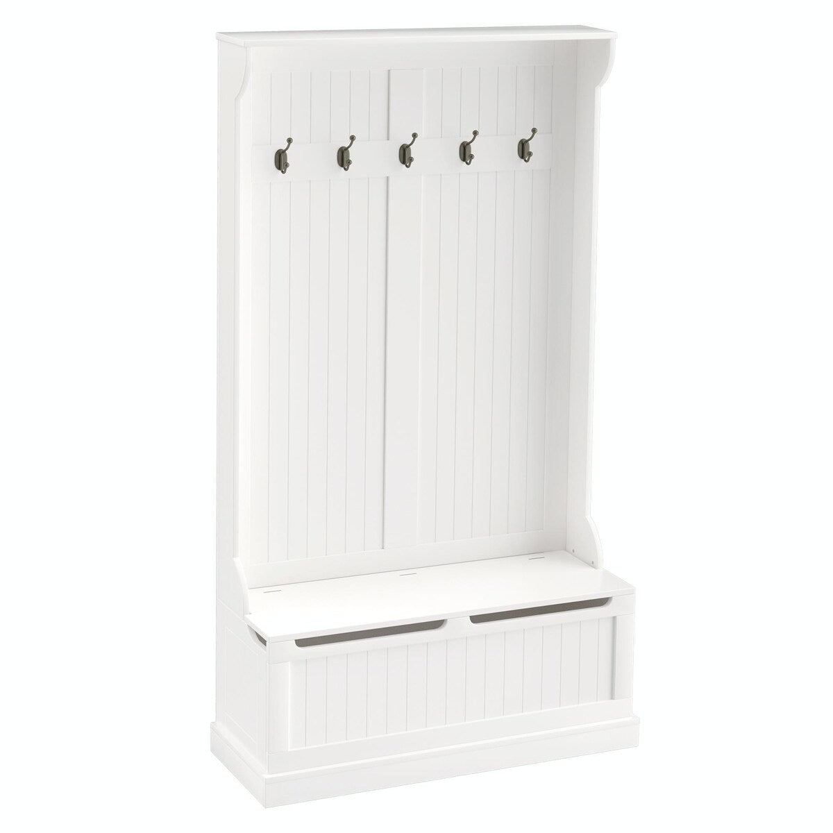 38" 3-in-1 Entryway Hall Tree with Storage Bench, Coat Rack with 4 Hooks, and Shoe Storage