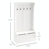 38" 3-in-1 Entryway Hall Tree with Storage Bench, Coat Rack with 4 Hooks, and Shoe Storage
