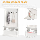 38" 3-in-1 Entryway Hall Tree with Storage Bench, Coat Rack with 4 Hooks, and Shoe Storage