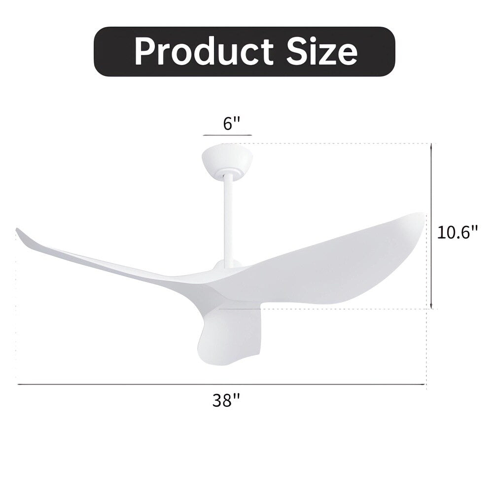 38" Modern Ceiling Fan without Lights, Remote Control and DC Motor - N/A