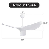 38" Modern Ceiling Fan without Lights, Remote Control and DC Motor - N/A